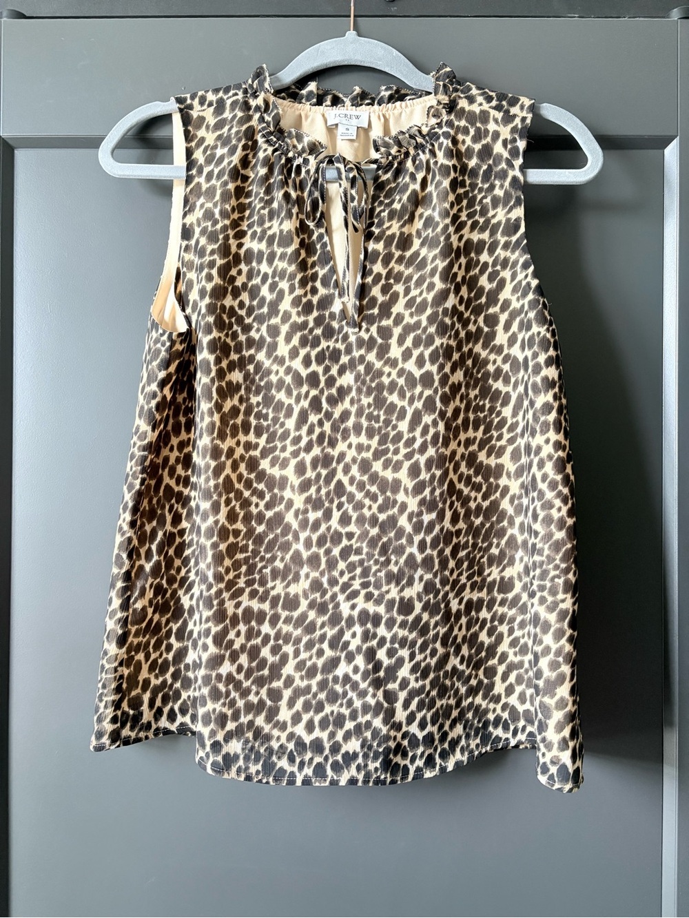 J. Crew Leopard-Print Sleeveless Ruffle-Neck Camisole